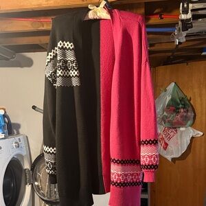 Black and Pink Patterned Cardigan